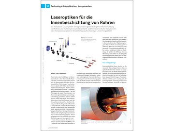 Preview of an article for Laser optics for the internal coating of pipes Preview of an article for Laser optics for the internal coating of pipes