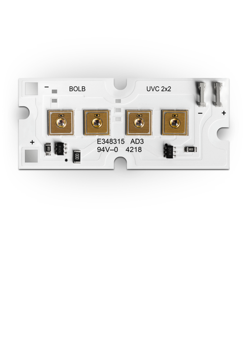 Linear UVC LED array (1×4) for targeted UV irradiation.