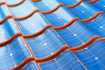 Solar panel integrates into the roof tiles. Solar panel integrates into the roof tiles.